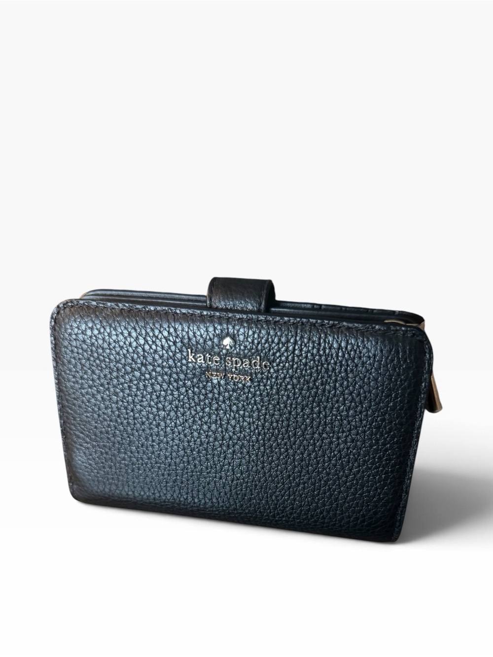 kate spade New York Black Pebbled Leather Zip Wallet